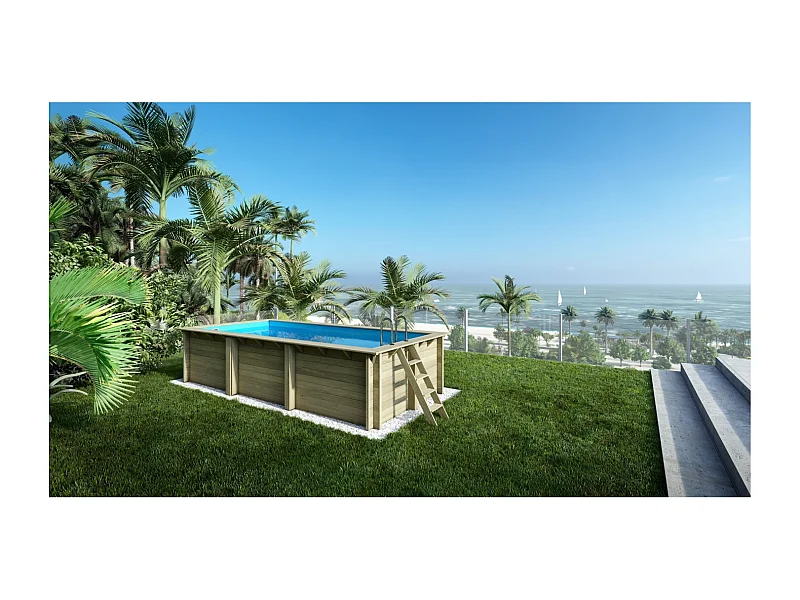 Piscina in legno Aqua 6.1x2.85 - H.1.31 m con profilo da cementare - BAS7307OSPI - ALTANKA