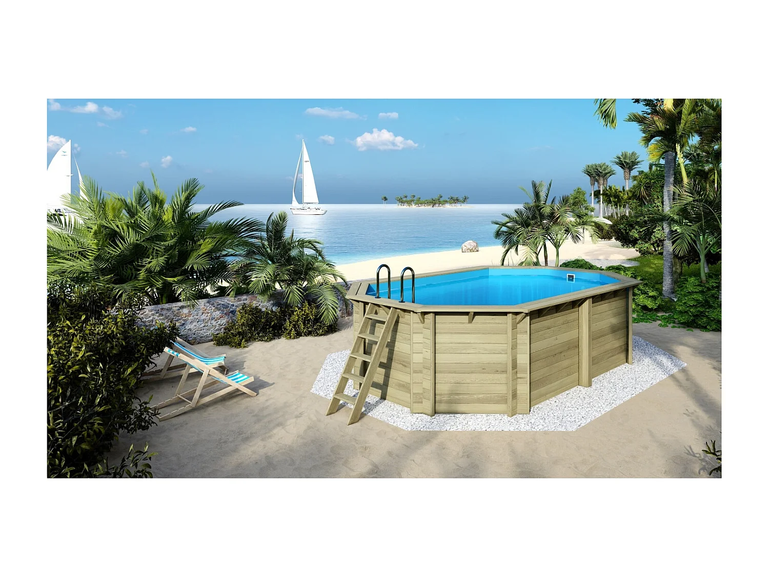 Piscine en bois Nemo 5.79x3.49 - H.1.45 m fixations à sceller - BAS7304OSPI - ALTANKA