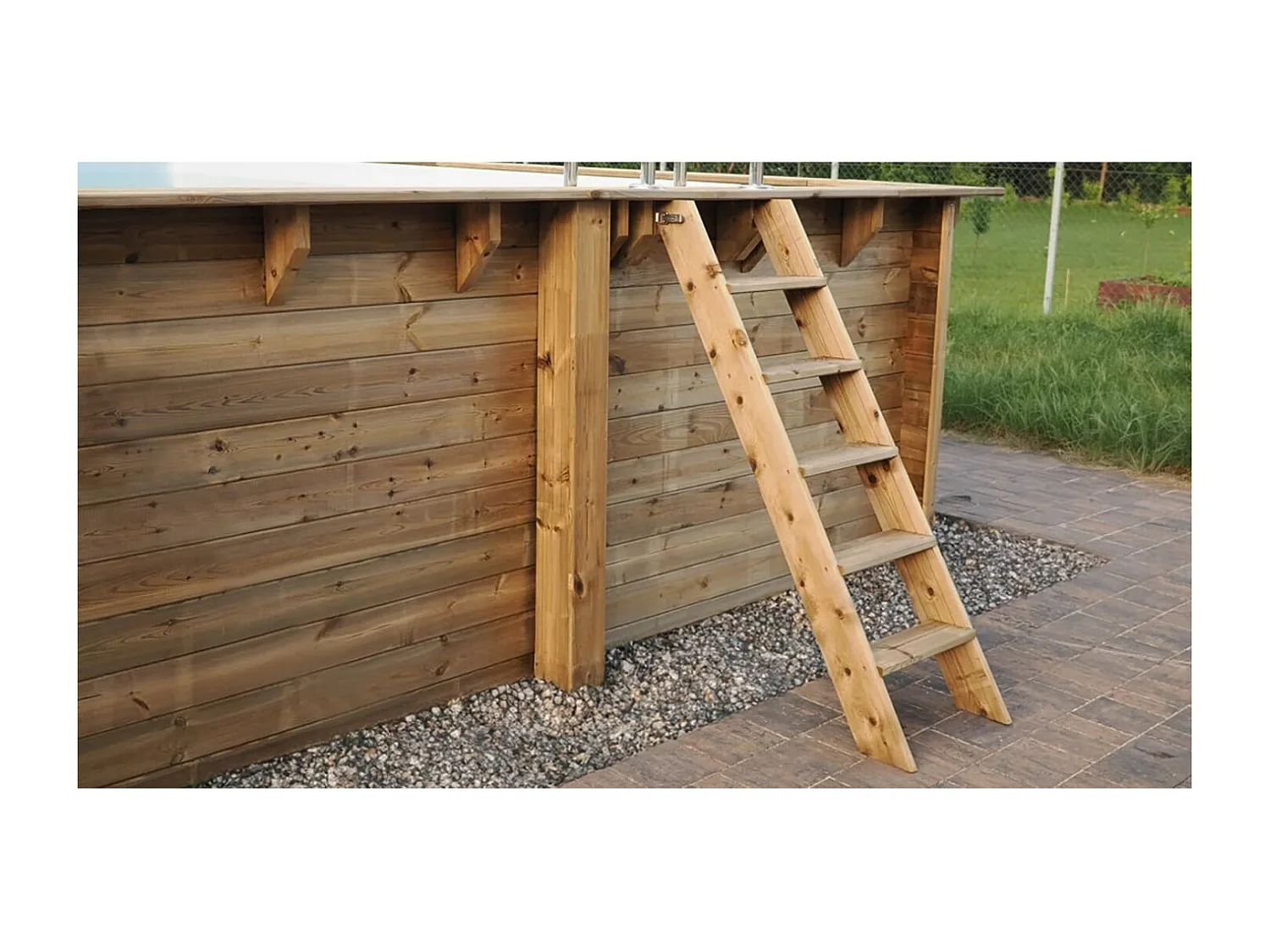 Piscina in legno 6.57x4.07 - H.1.20 m su profilo da cementare - BAS748OSPI - ALTANKA