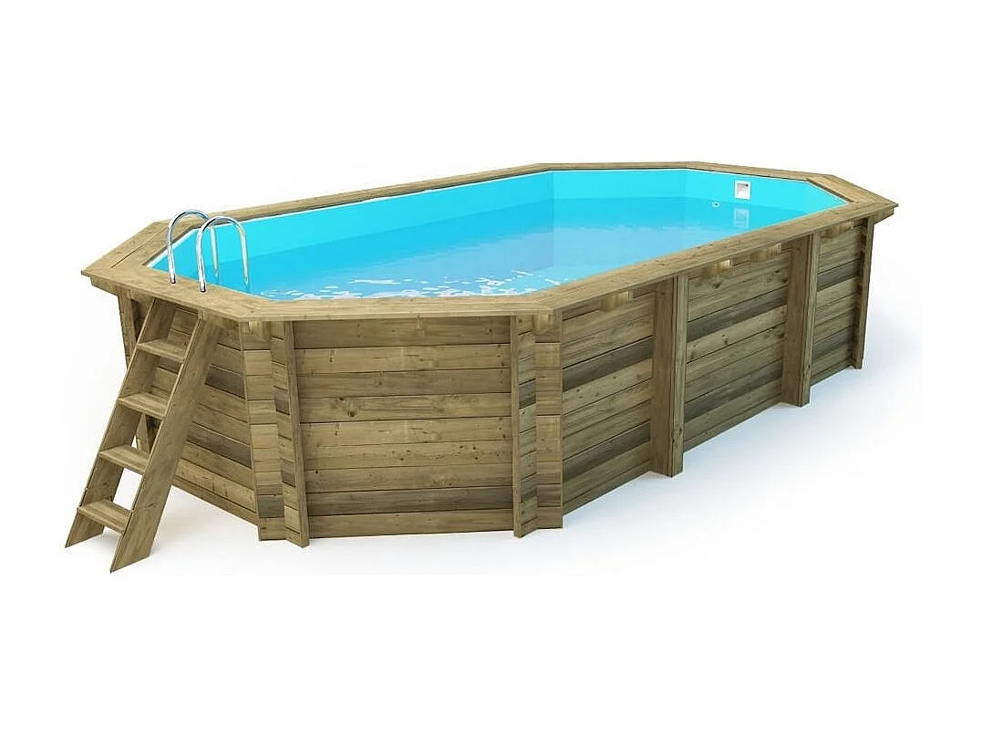 Piscine en bois 6.57x4.07 - H.1.2 m fixations à sceller - BAS748OSPI - ALTANKA