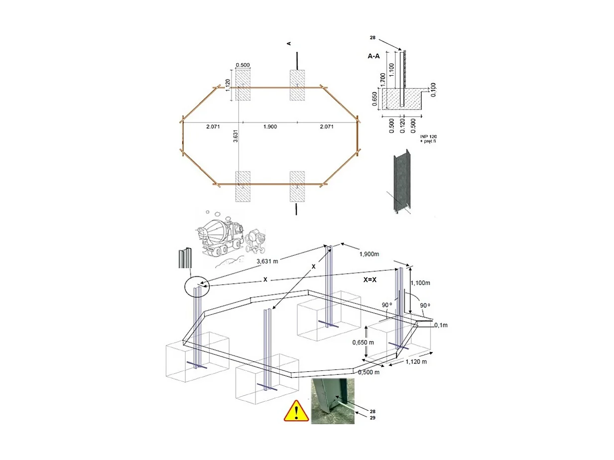 Piscina in legno 6.57x4.07 - H.1.2 m su profilo da cementare - BAS748OSPI - ALTANKA