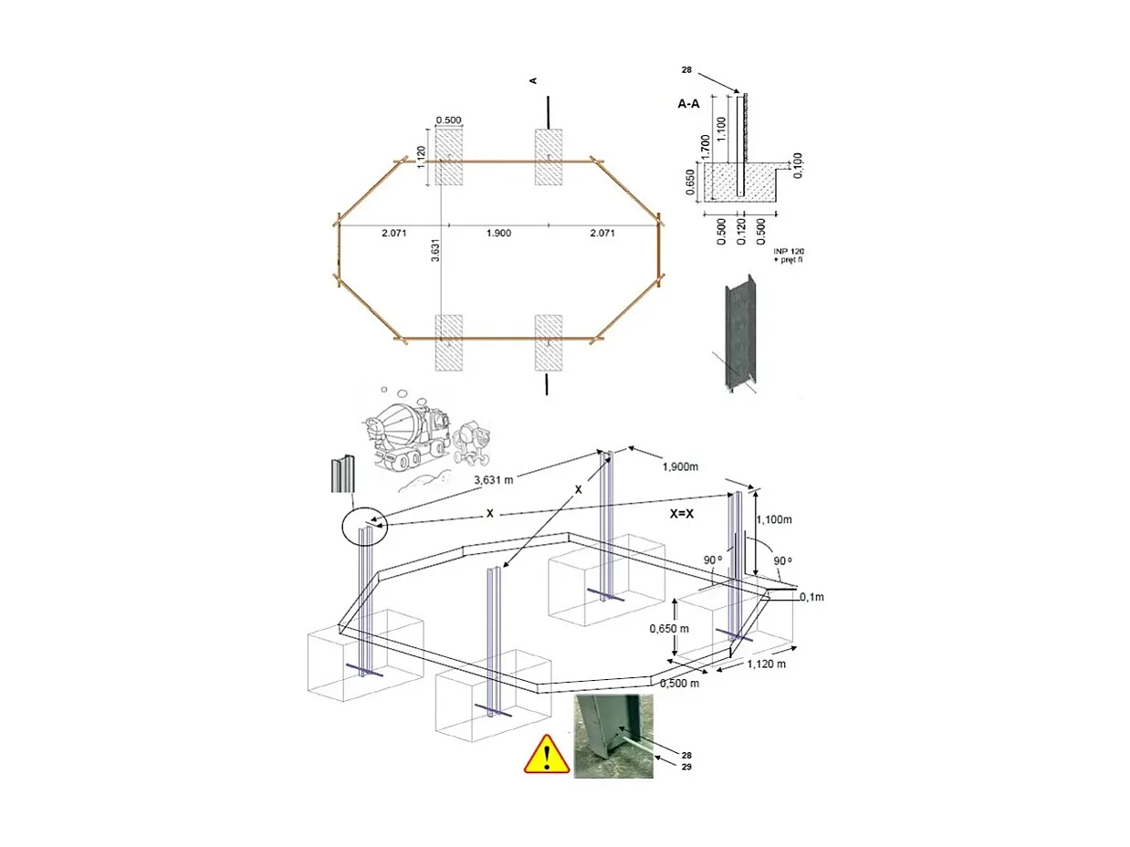 Piscina in legno 6.57x4.07 - H.1.20 m su profilo da cementare - BAS748OSPI+SZA - ALTANKA