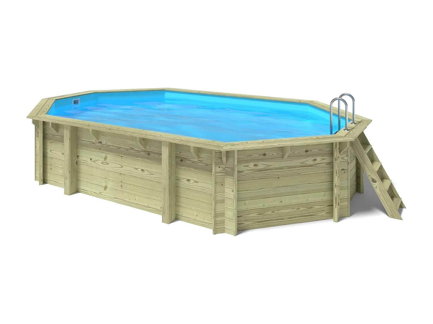Piscine en bois 6.57x4.07 - H.1.2 m fixations à sceller - BAS748OSPI+SZA - ALTANKA
