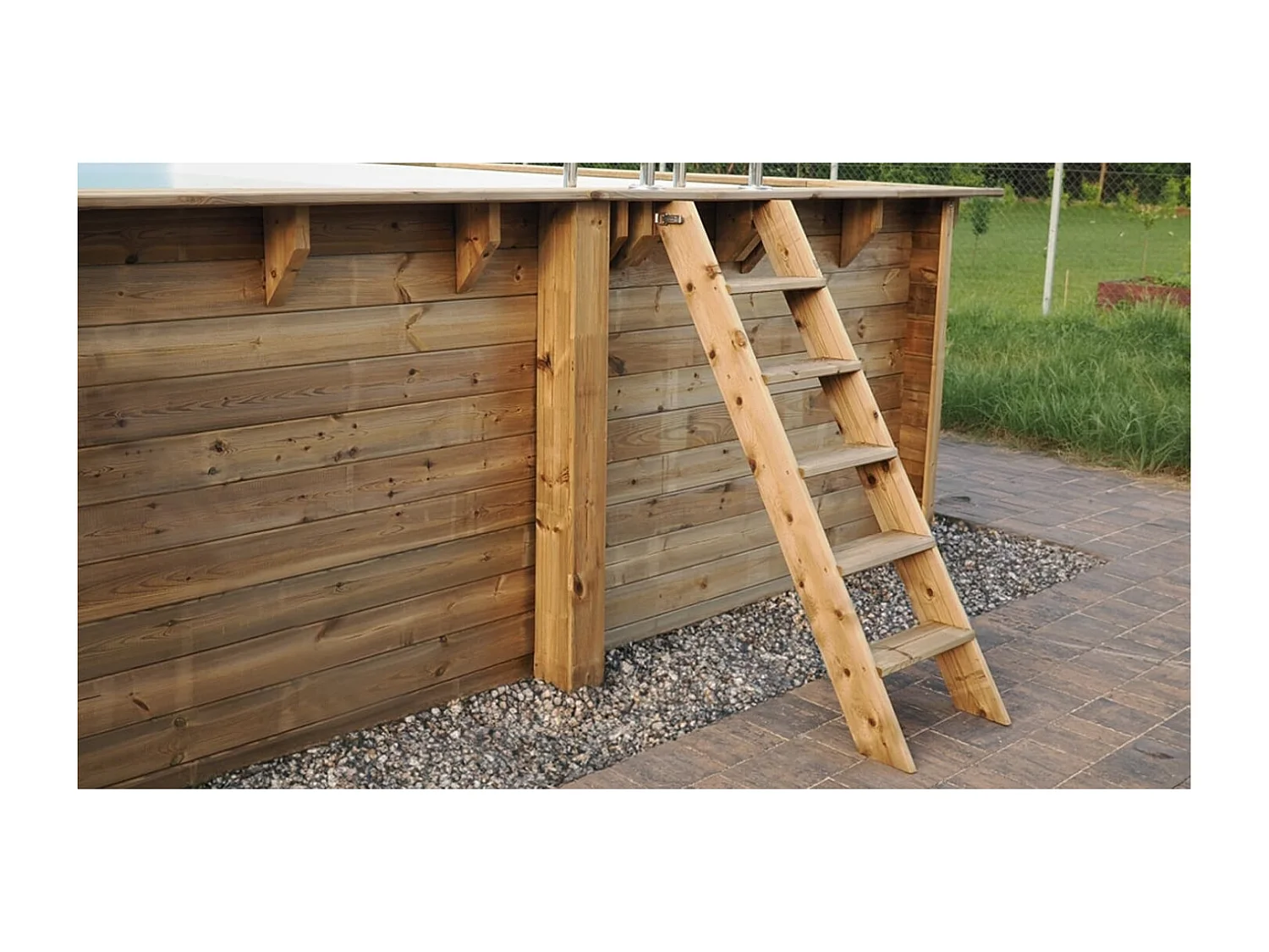 Piscina in legno 6.57x4.07 - H.1.2 m su profilo da cementare - BAS748OSPI+SZA - ALTANKA