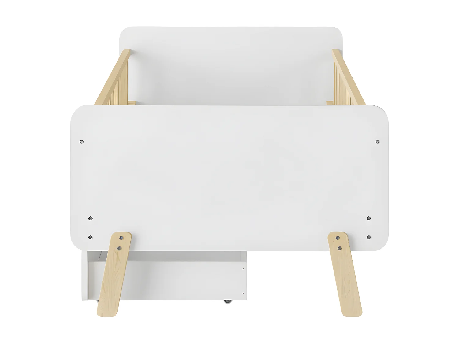 Lit pour enfant 90x190 avec 2 tiroirs, lit simple en bois massif avec sommier à lattes, blanc