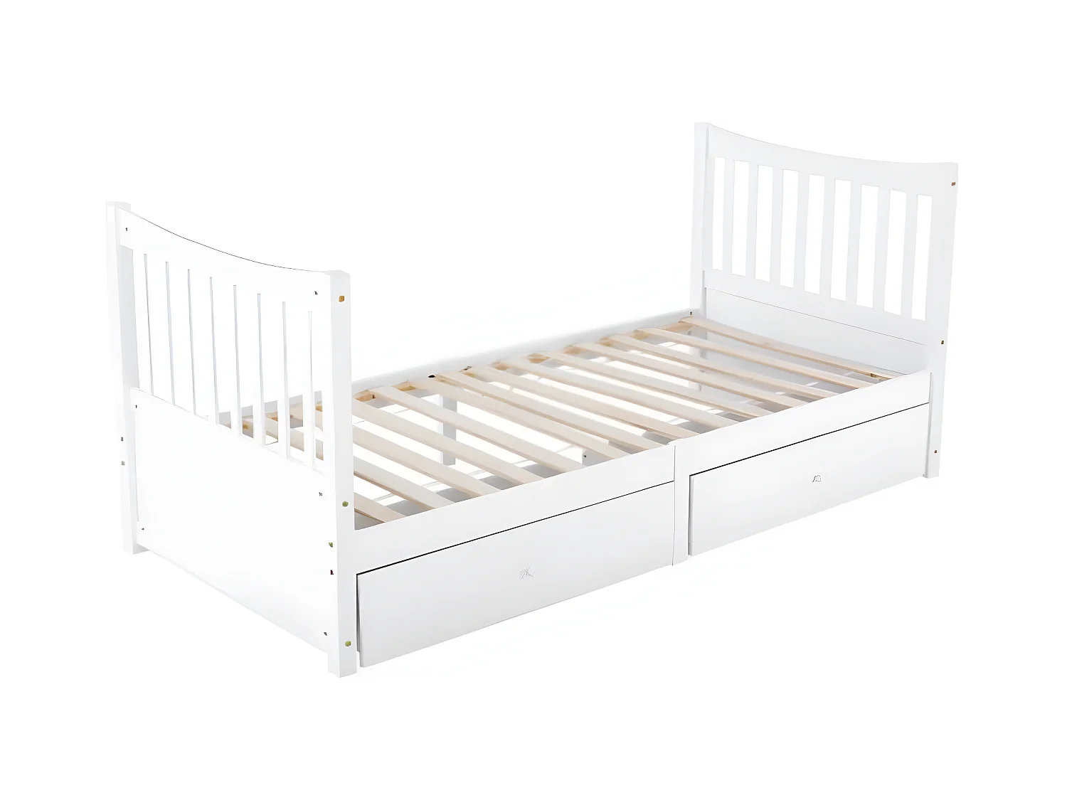 Lit pour enfant avec tiroirs en pin massif - Cadre de lit gigogne 90x200 blanc