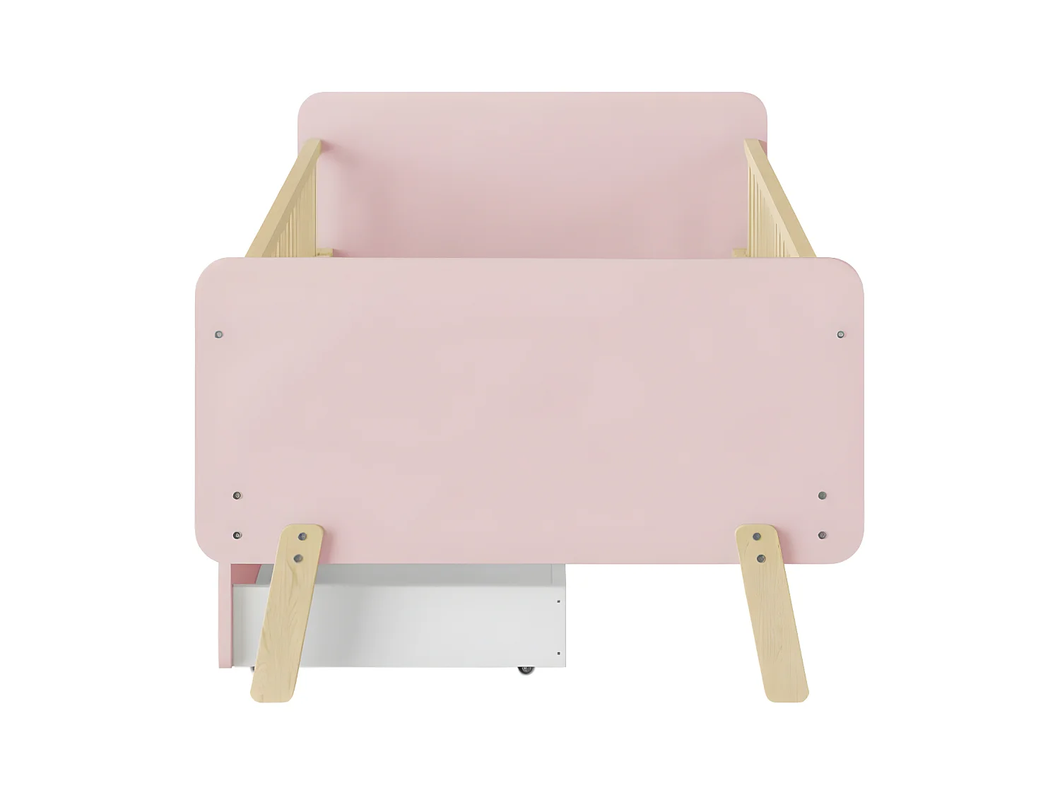 Lit pour enfant avec tiroirs de rangement en bois massif et sommier à lattes - Rose