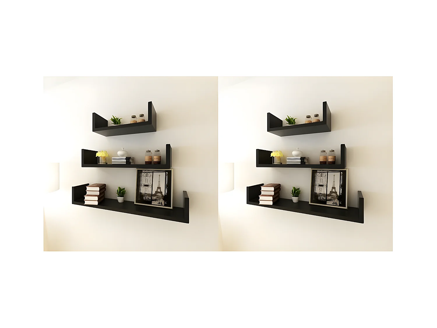 étagères murales 6 pcs Noir
