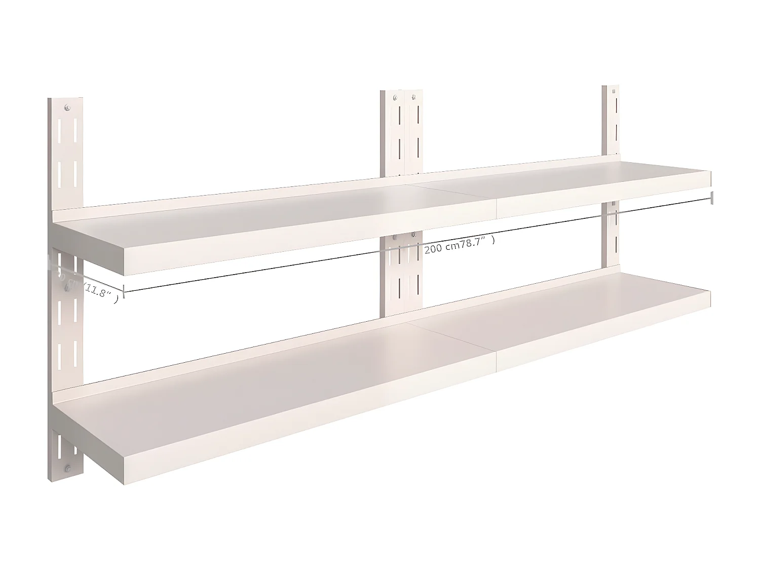 étagères murales flottantes à 2 niveaux 2 pcs Inox 200x30 cm