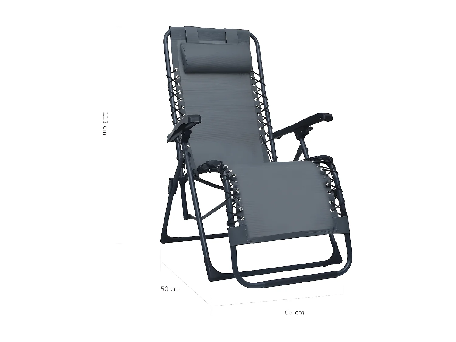 Sedia da terrazza pieghevole Textilène grigia