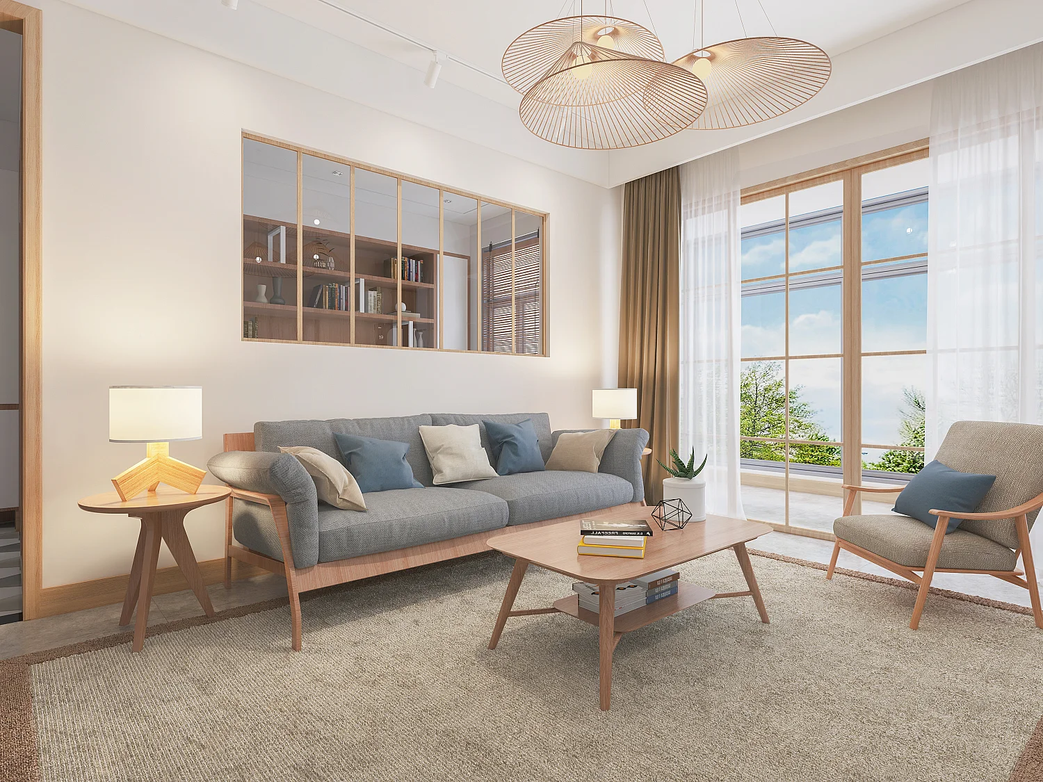 Verrière atelier en aluminium thermolaqué - 210x105 cm - Naturel clair - BAYVIEW