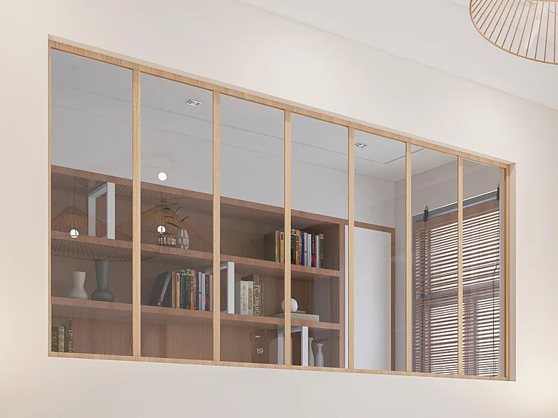 Vetrata atelier 210 x 105 cm in Alluminio termolaccato Naturale chiaro - BAYVIEW