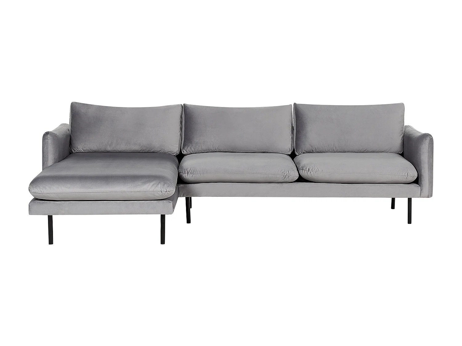 Sofá esquinero VINTERBRO Terciopelo Gris 4 plazas Derecha