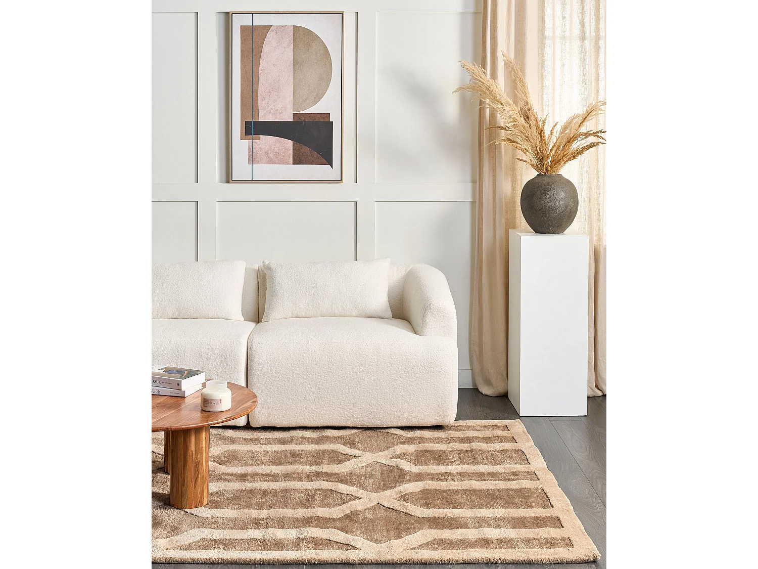 Tappeto viscosa beige e marrone 160 x 230 cm MAHRIN