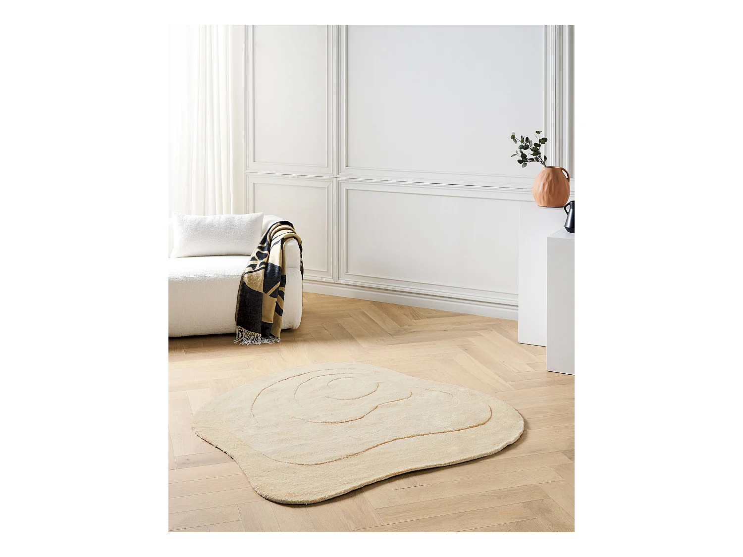 Vloerkleed viscose beige 160 x 160 cm GORANO