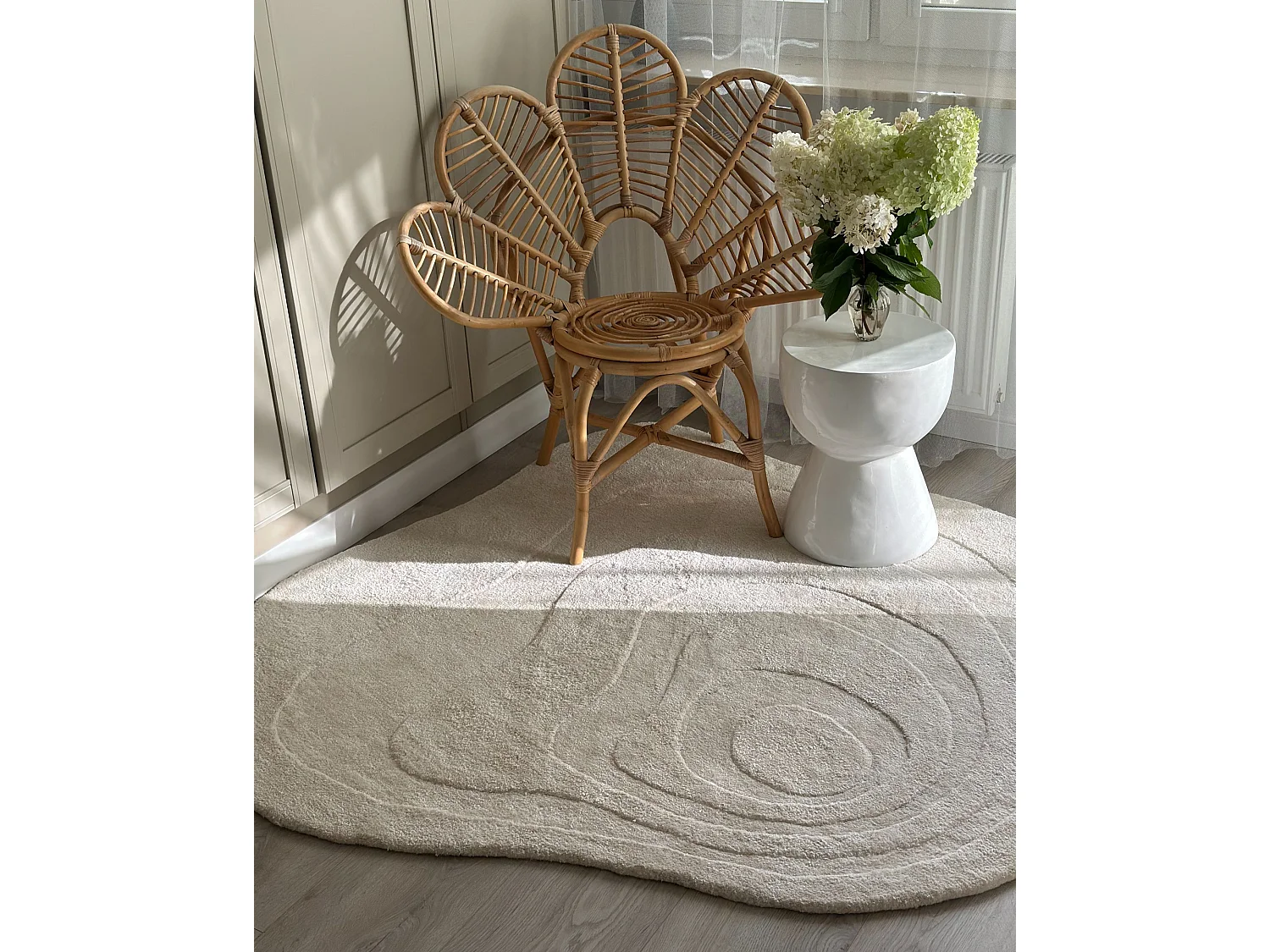 Vloerkleed viscose beige 160 x 160 cm GORANO