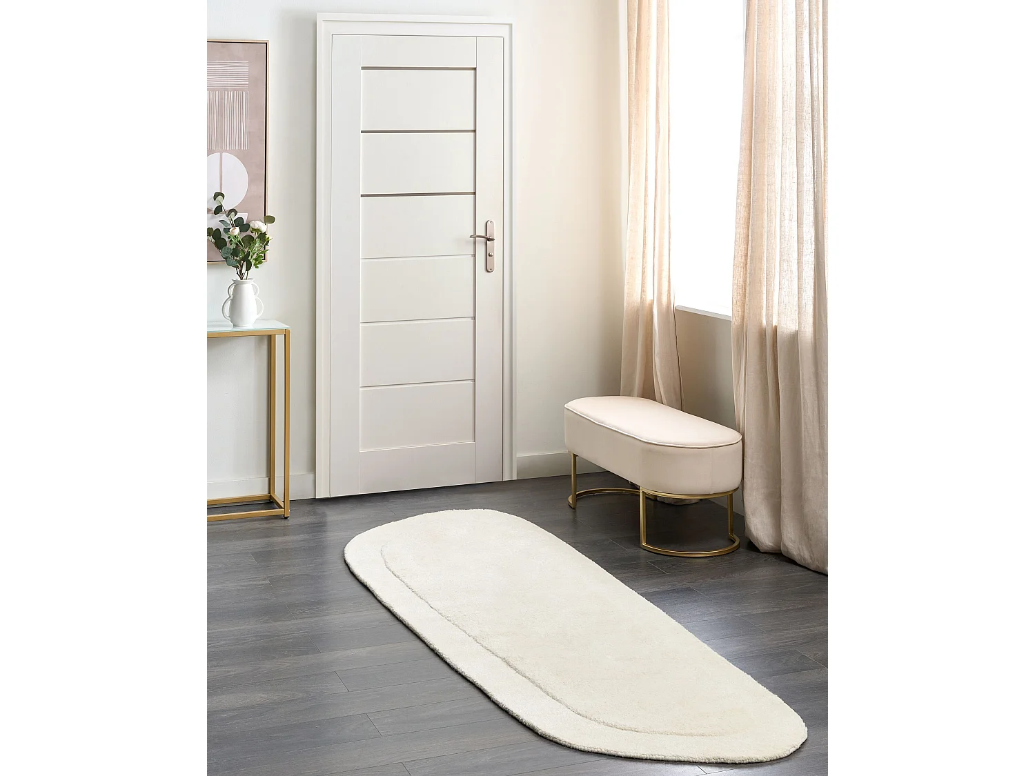 Vloerkleed viscose beige 80 x 250 cm BERANI