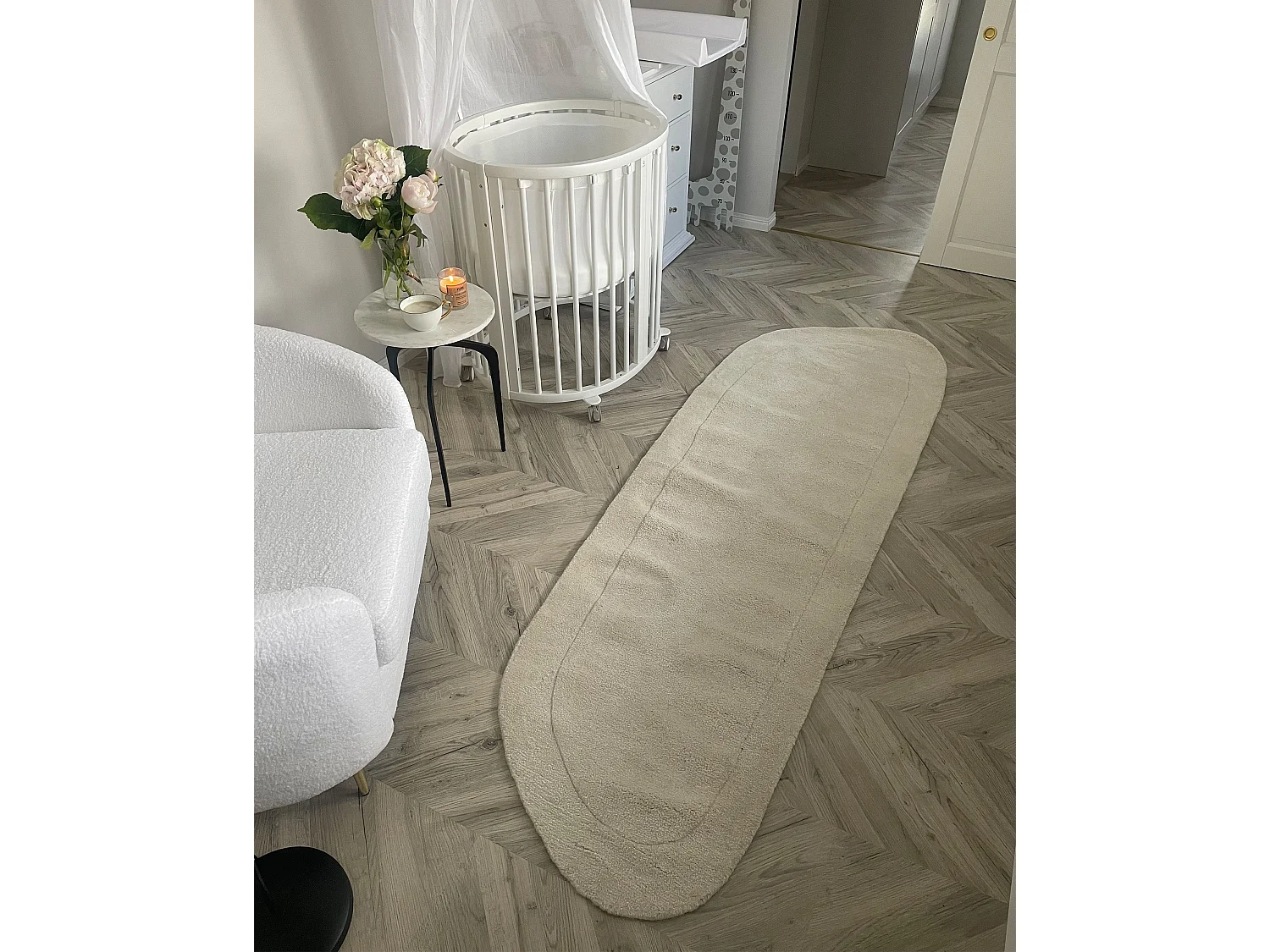Tapis en viscose 80 x 250 cm crème BERANI
