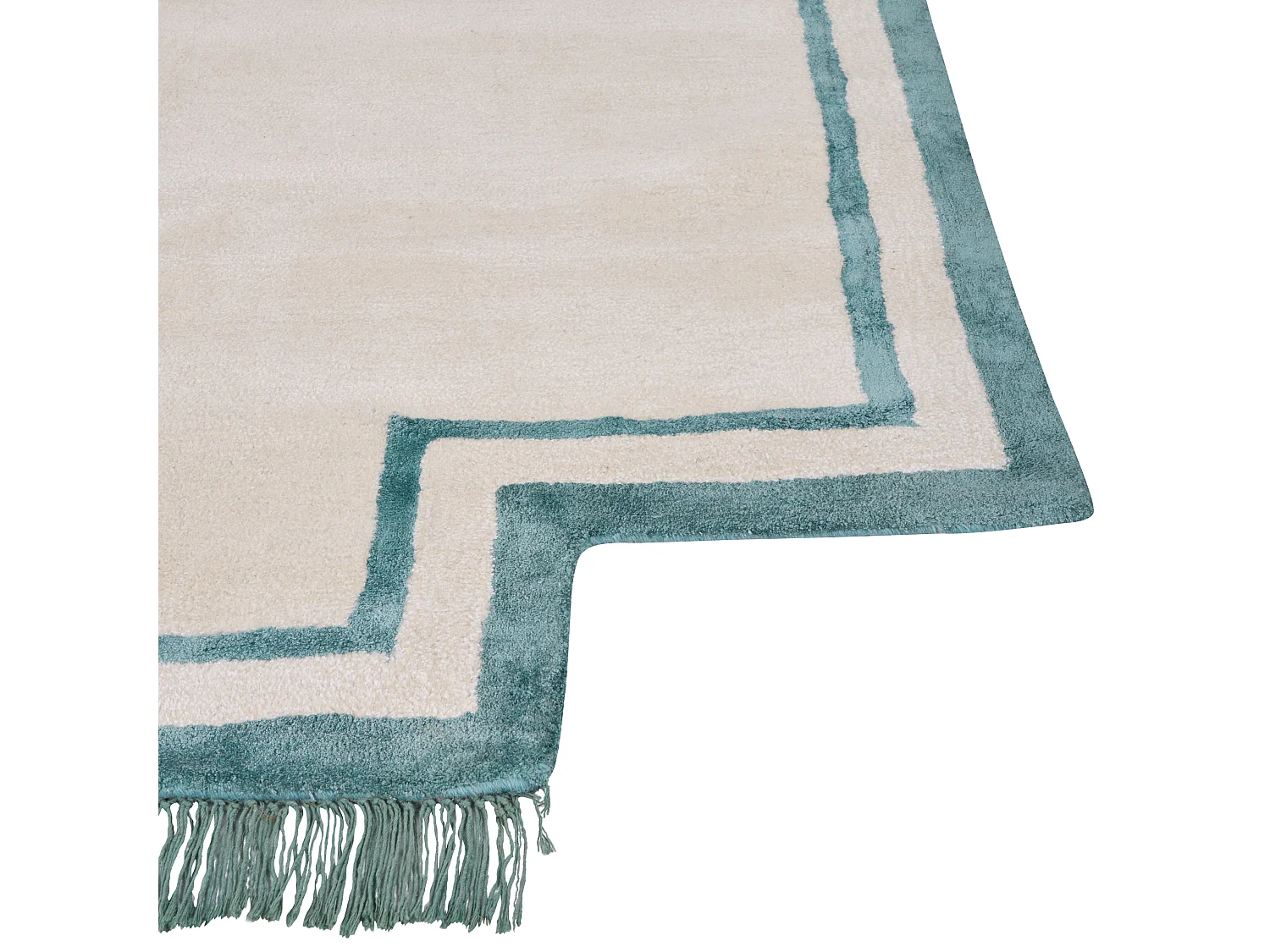 Teppich Viskose beige / blau 160 x 230 cm unregelmäßige Form mit Fransen Berwari