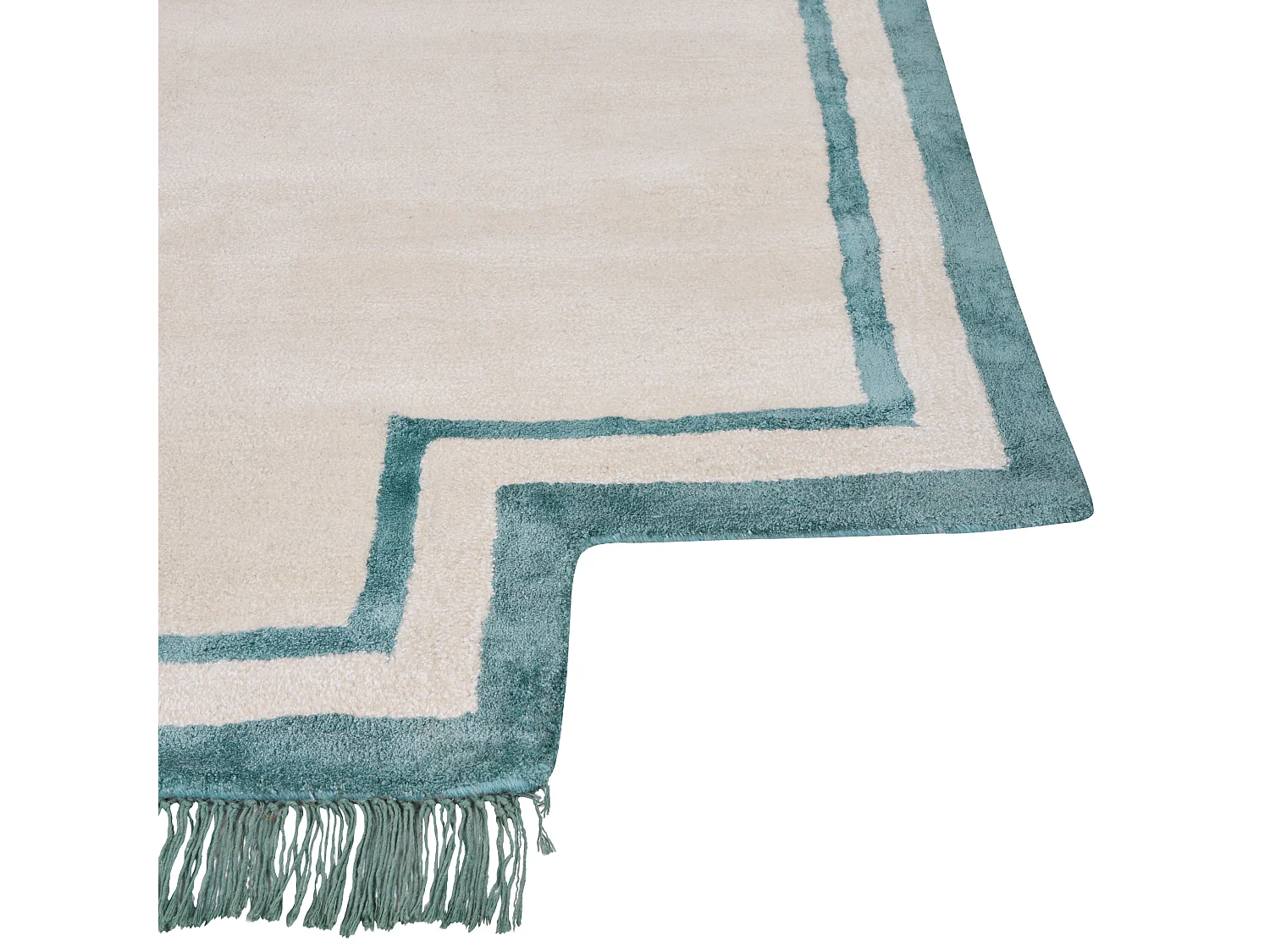 Teppich Viskose beige / blau 160 x 230 cm unregelmäßige Form mit Fransen Berwari