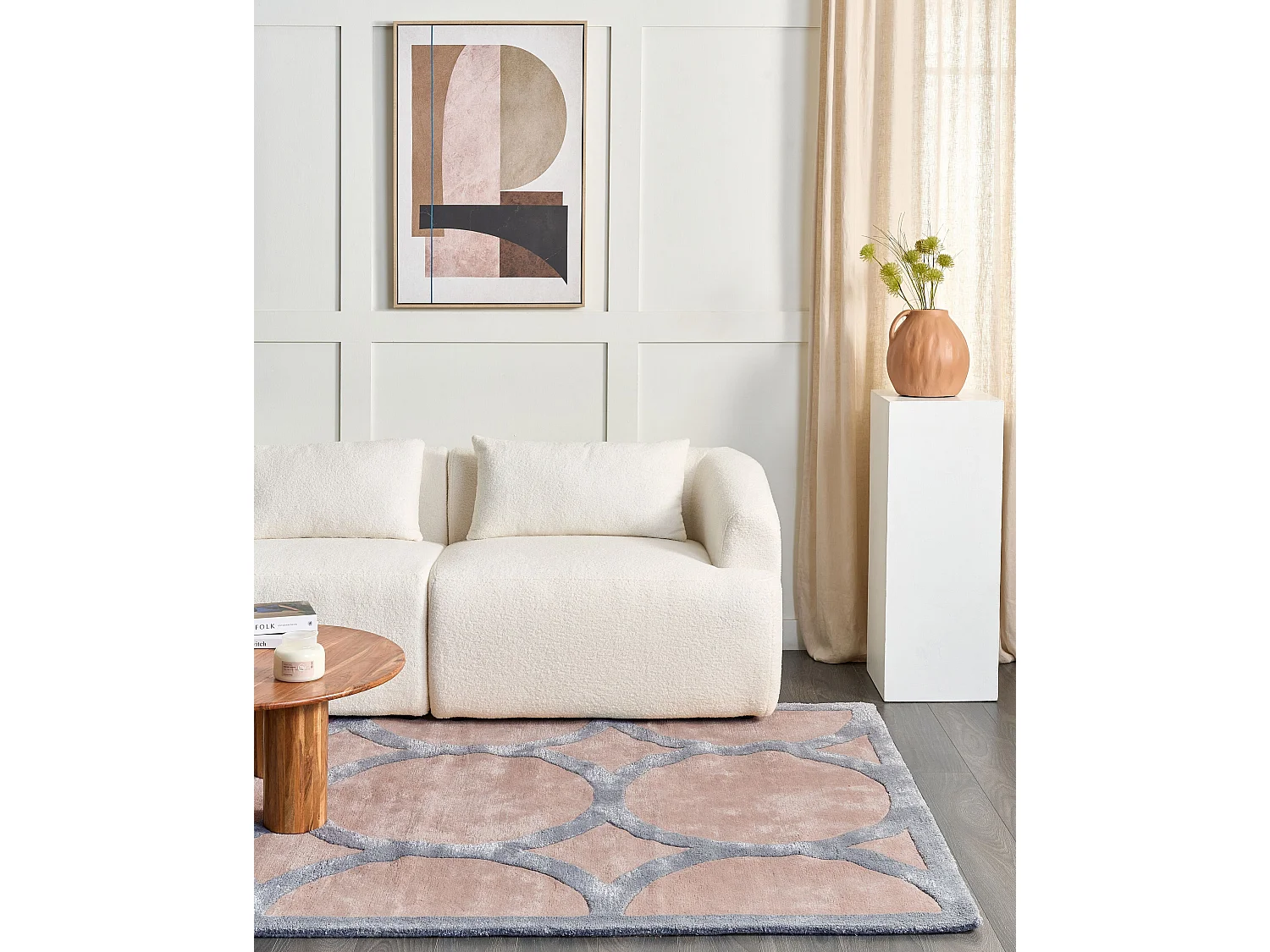 Teppich Viskose beige / grau 160 x 230 cm rechteckig mit modernem Muster Malan