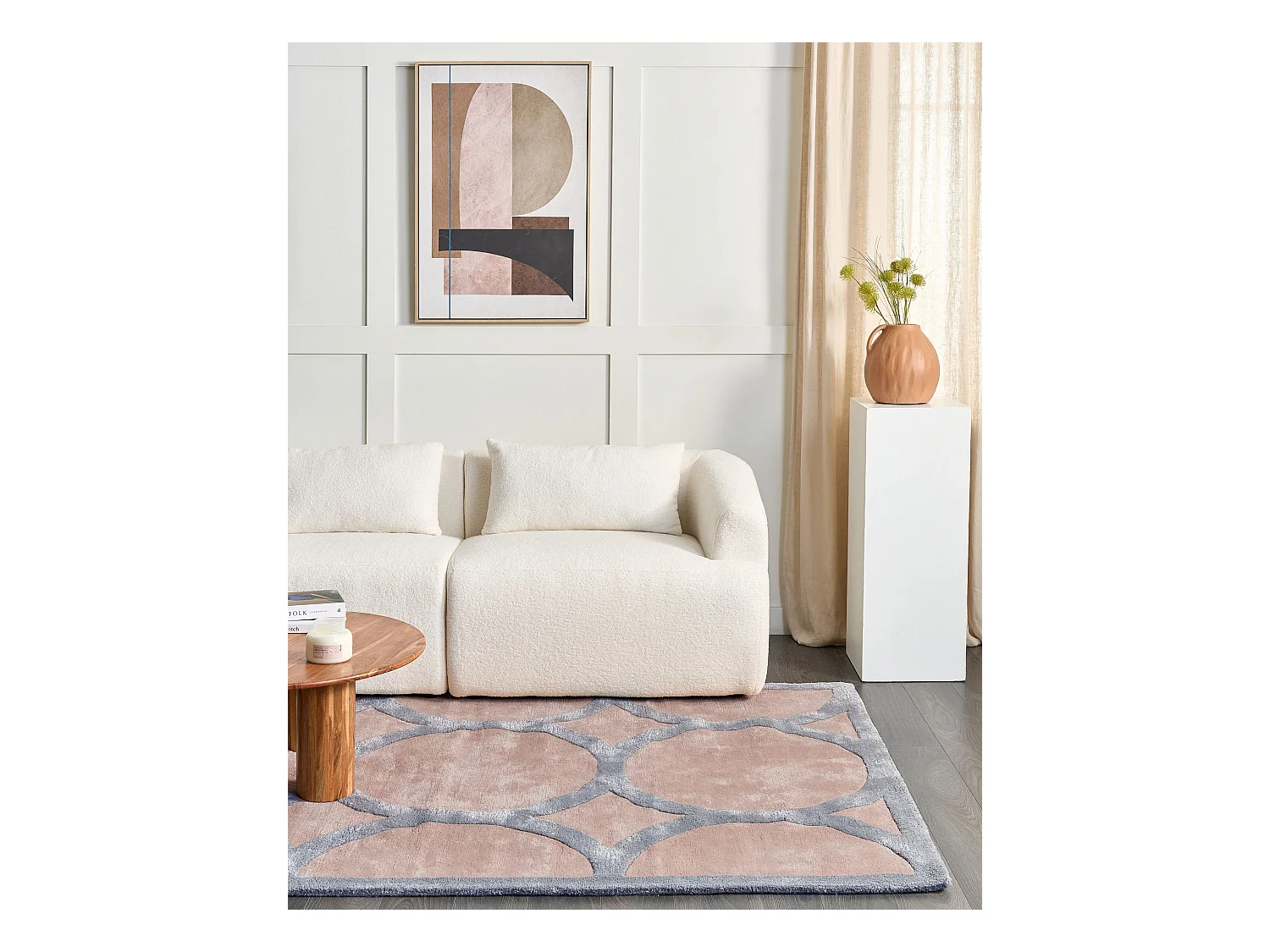 Dywan z wiskozy 160 x 230 cm beżowo-szary MALAN