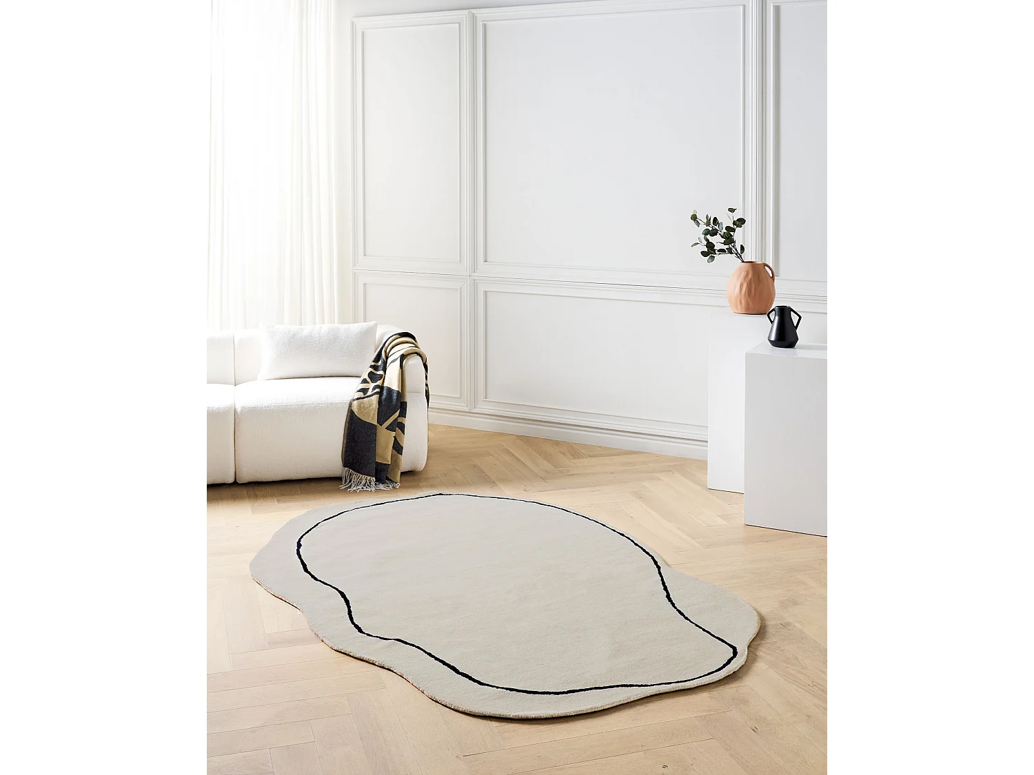 Alfombra de viscosa beige 160 x 230 cm DERA
