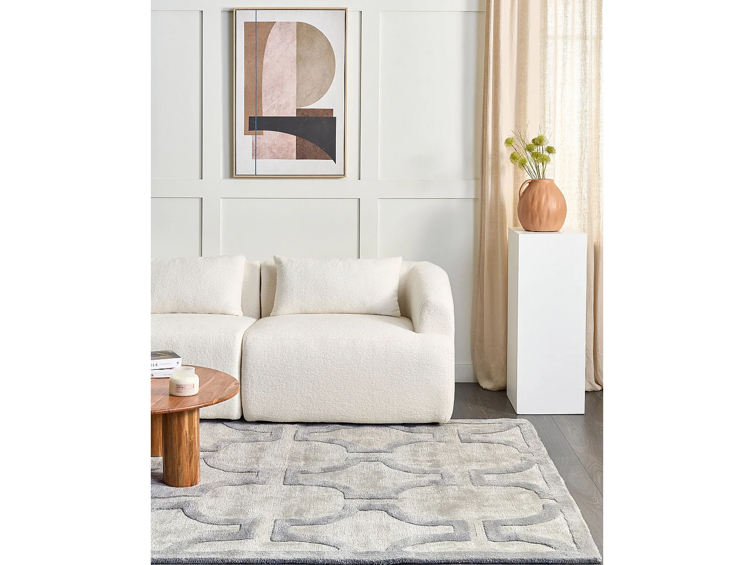 Tapis en viscose 160 x 230 cm beige et gris GWANI