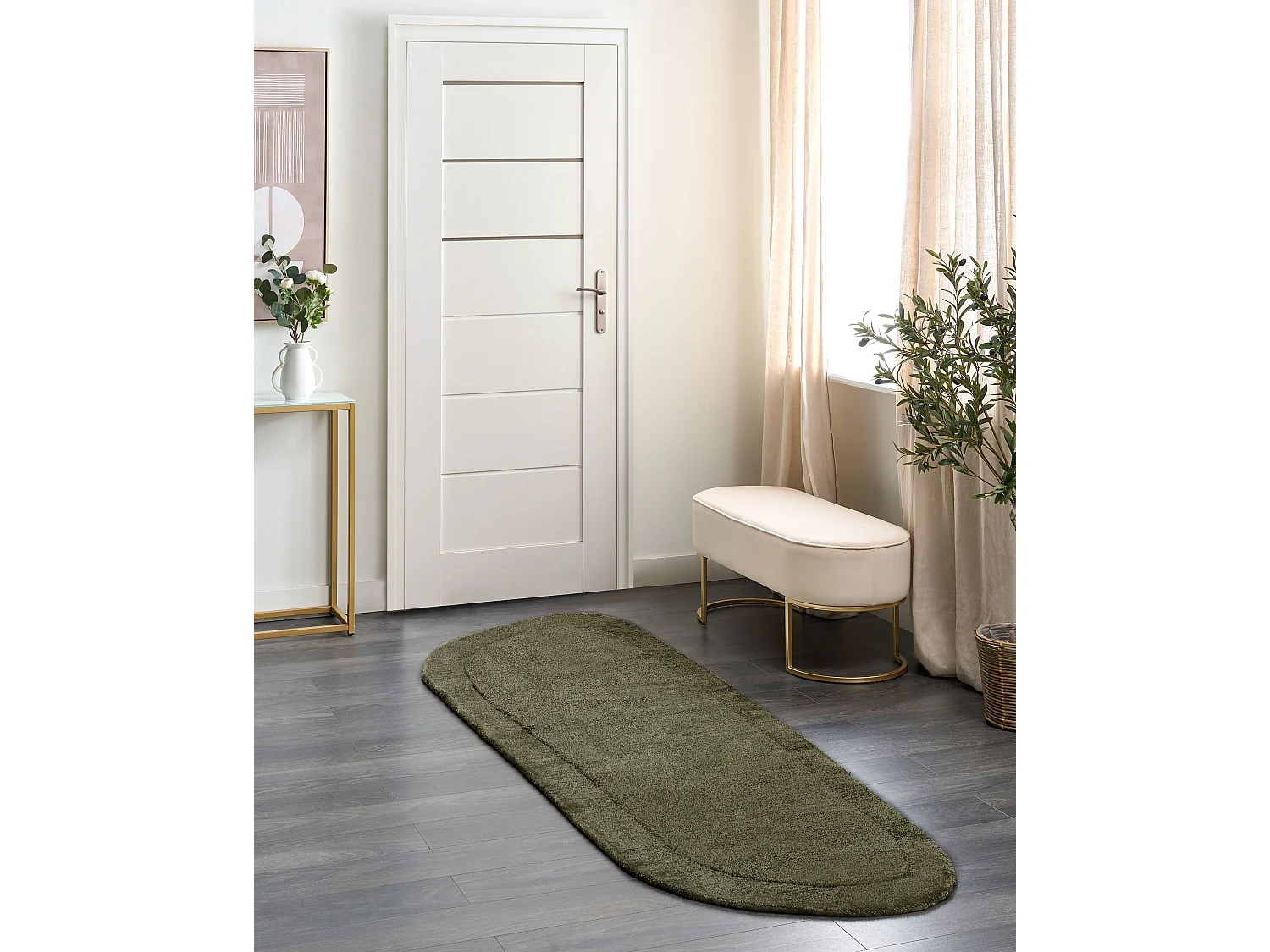 Tapis BERANI Vert foncé 80 x 250 cm Soie artificielle