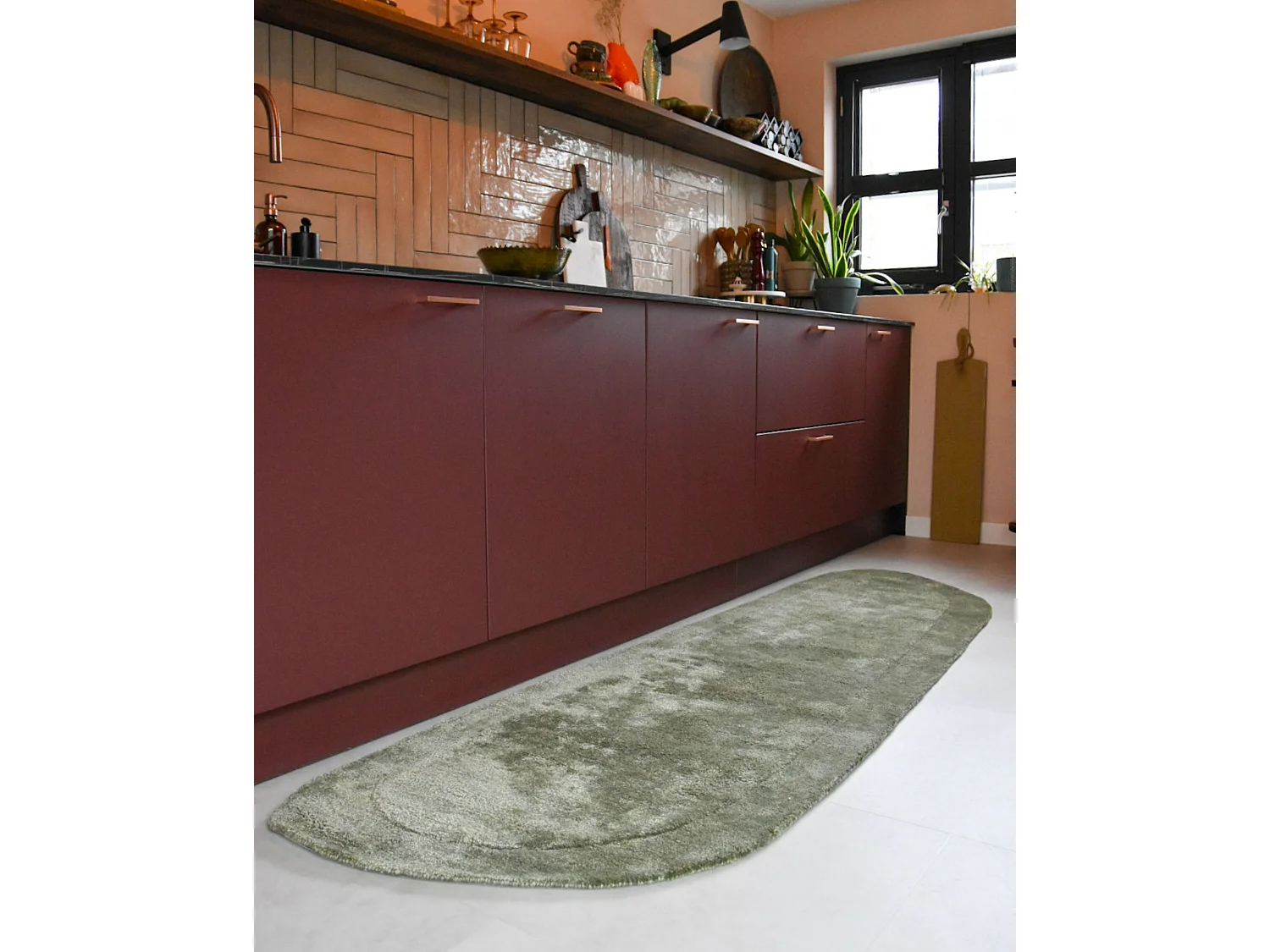 Tapis en viscose 80 x 250 cm vert BERANI