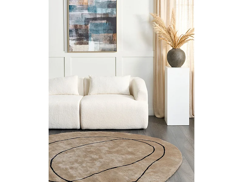 Tapis DIGRI Beige ø 200 cm Soie artificielle