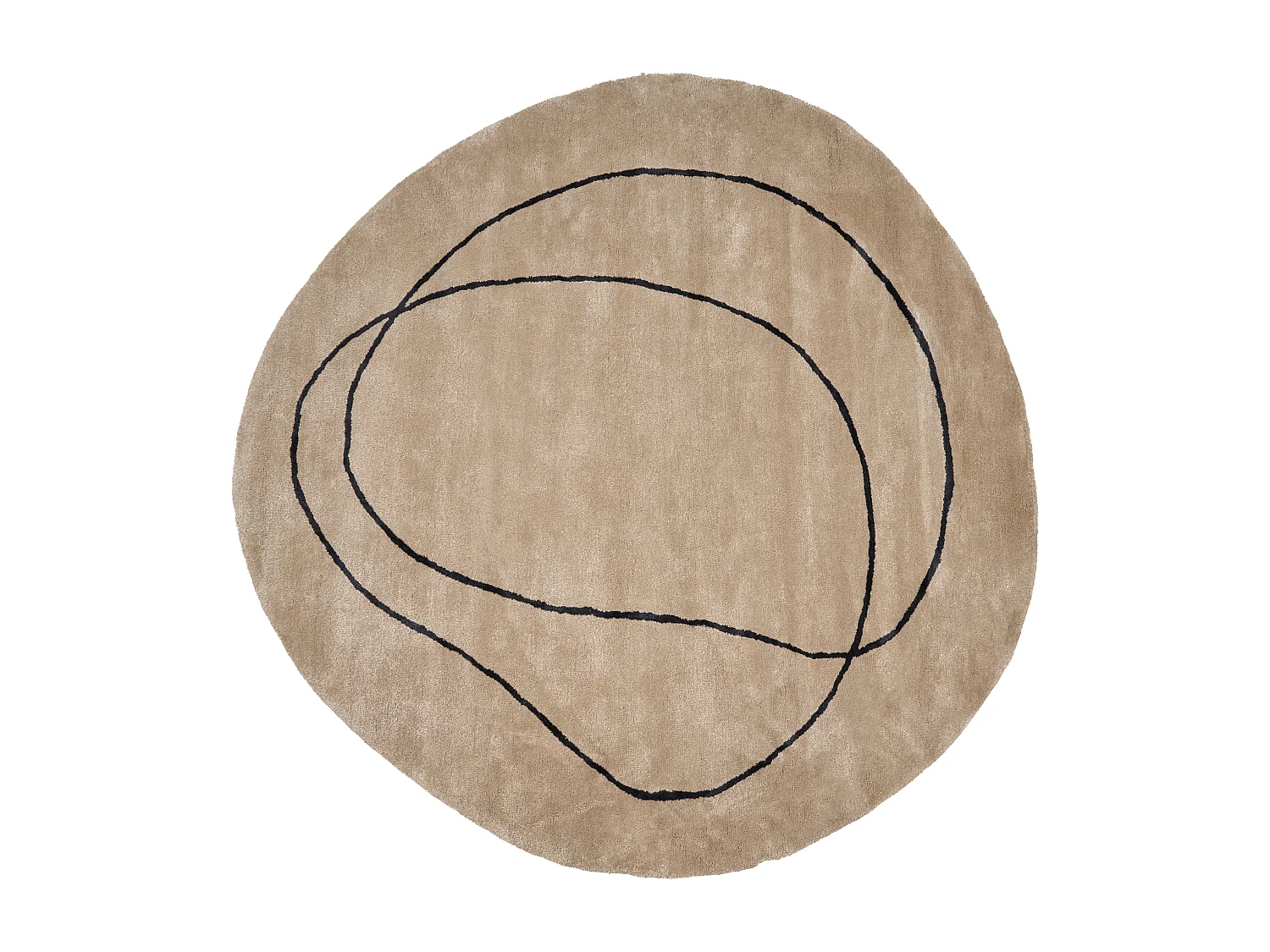 Teppich Viskose beige / schwarz ⌀ 200 cm abstraktes Muster Kurzflor DIGRI