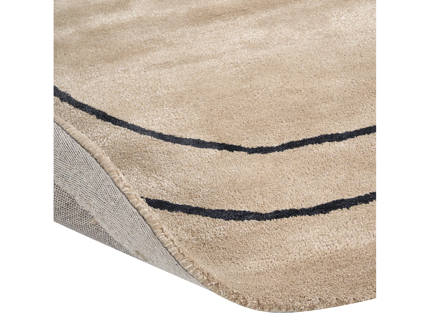 Teppich Viskose beige / schwarz ⌀ 200 cm abstraktes Muster Kurzflor DIGRI