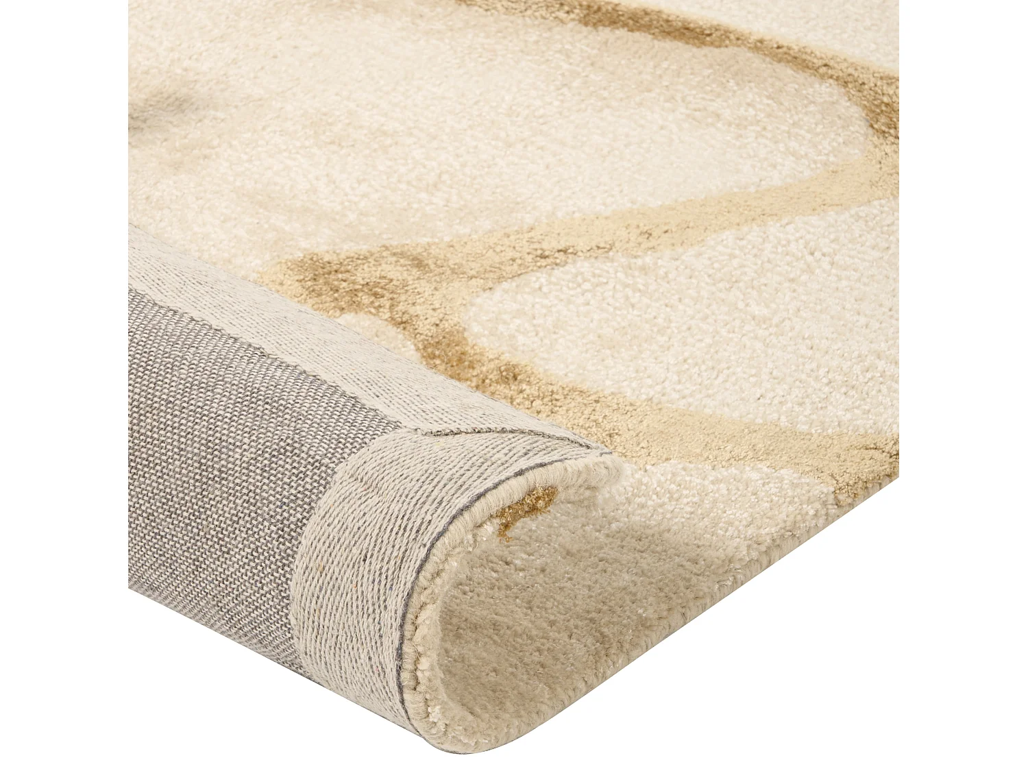 Teppich Viskose beige 160 x 230 cm geometrisches Muster Kurzflor MAKOLA