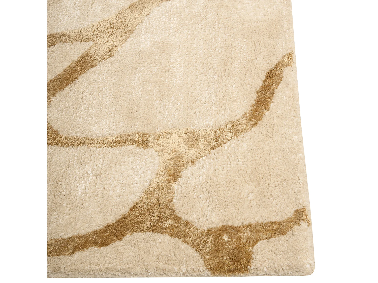 Teppich Viskose beige 160 x 230 cm geometrisches Muster Kurzflor MAKOLA