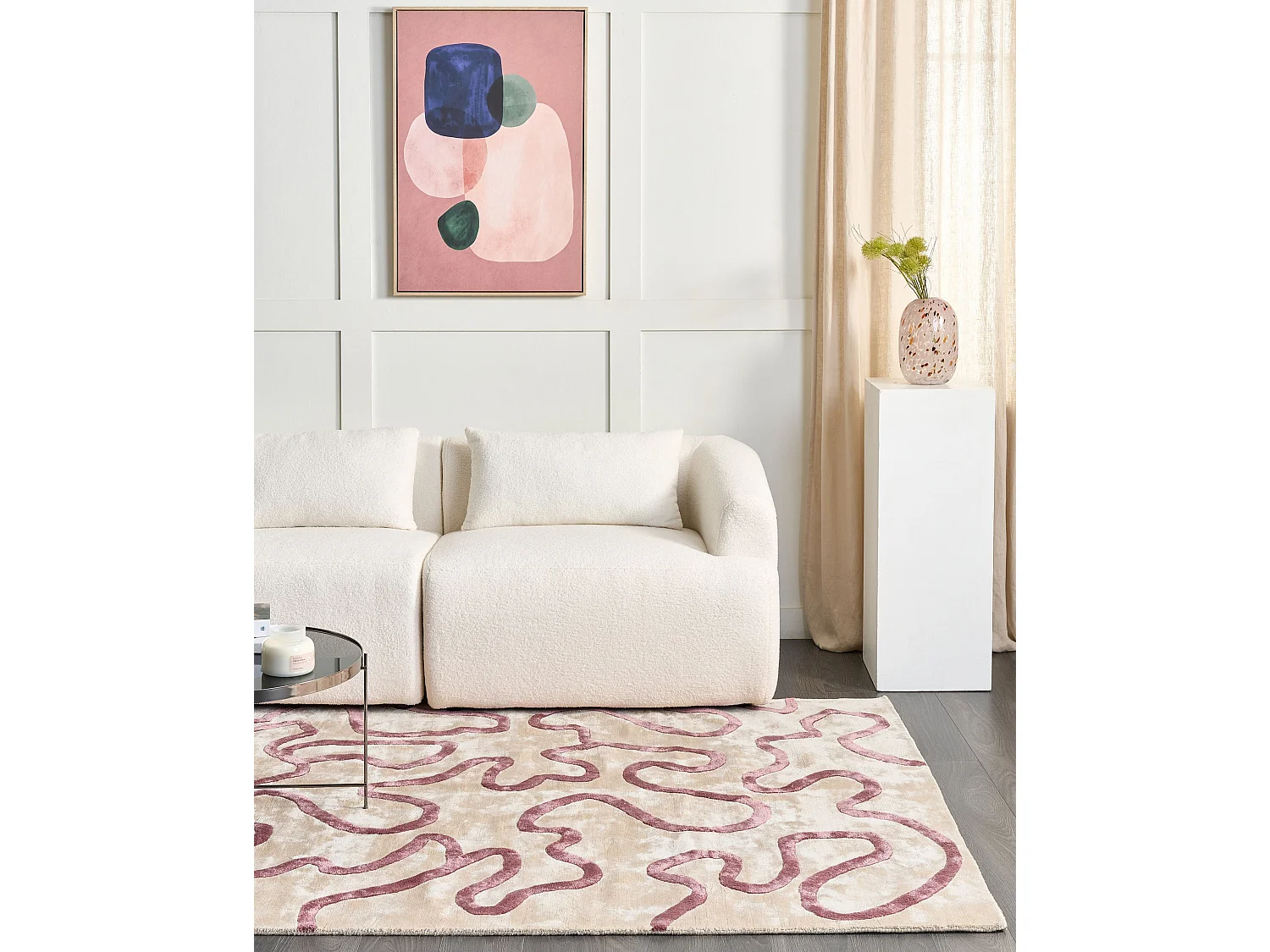 Tapis en viscose 160 x 230 cm beige et rose KAPPAR