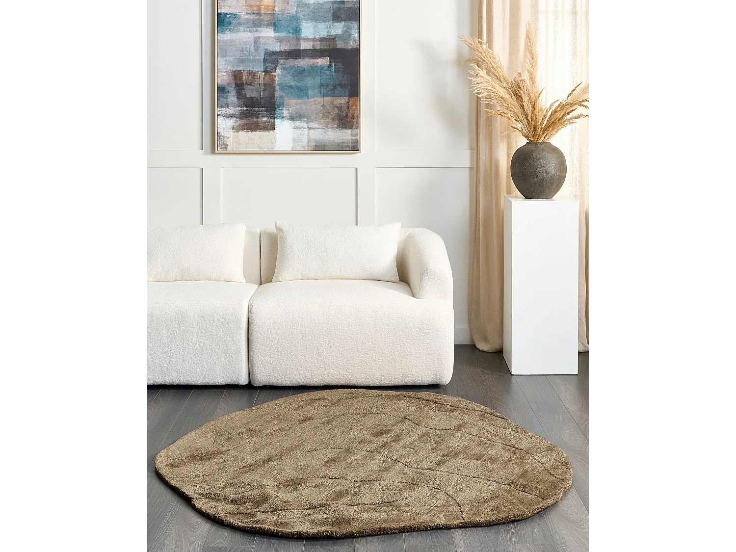 Tapis KASBO Vert olive 160 x 160 cm Soie artificielle