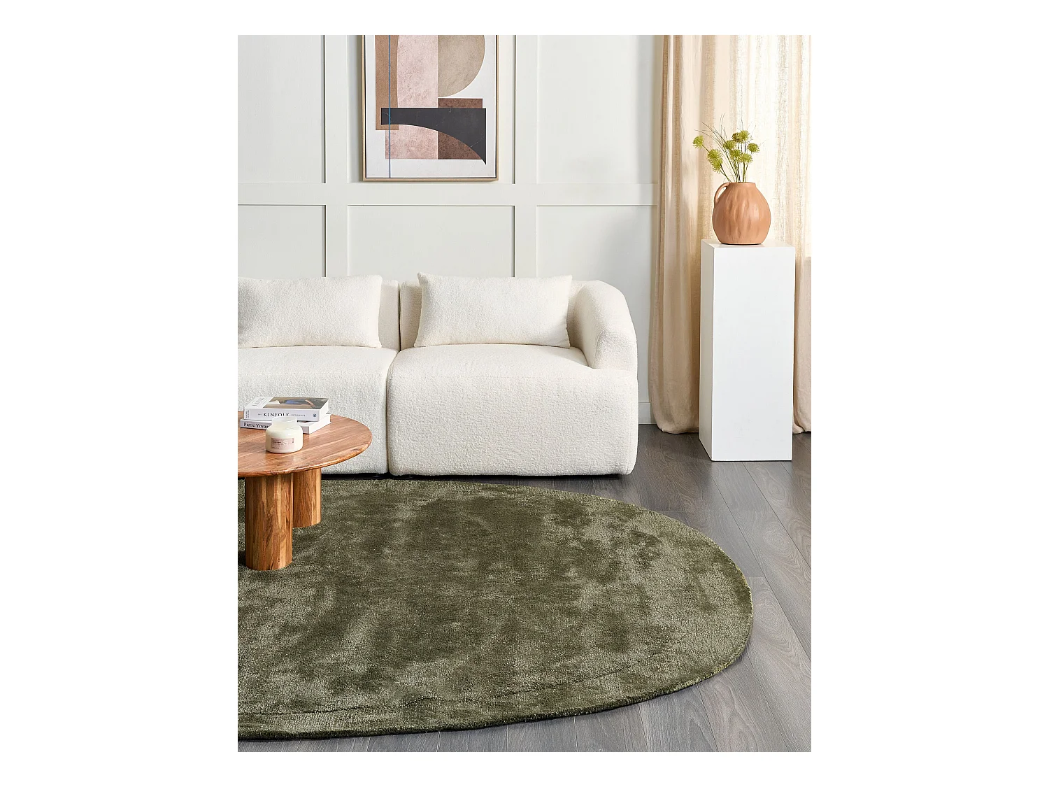 Tapis MITHA Vert olive 200 x 300 cm Soie artificielle
