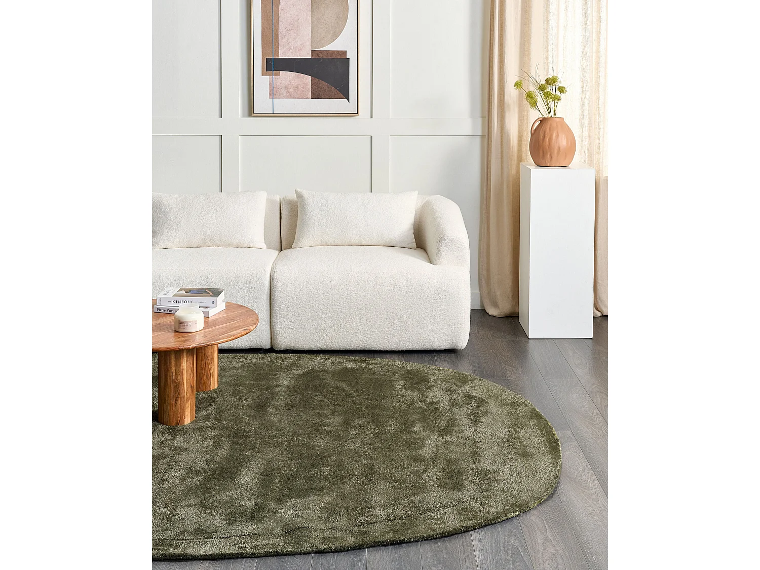 Tapis MITHA Vert olive 200 x 300 cm Soie artificielle