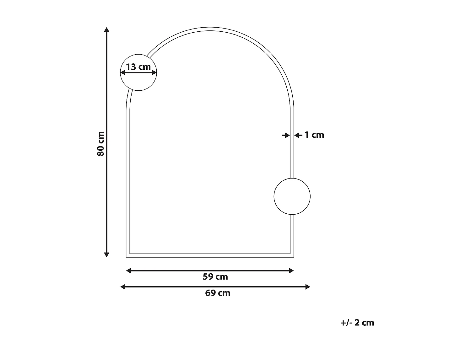 Espejo AULON 69 cm 80 cm Metal Negro