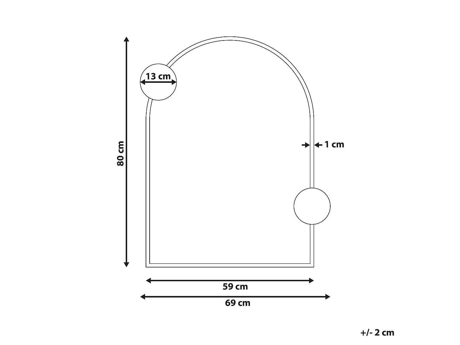 Miroir AULON 69 cm 80 cm Métal Noir