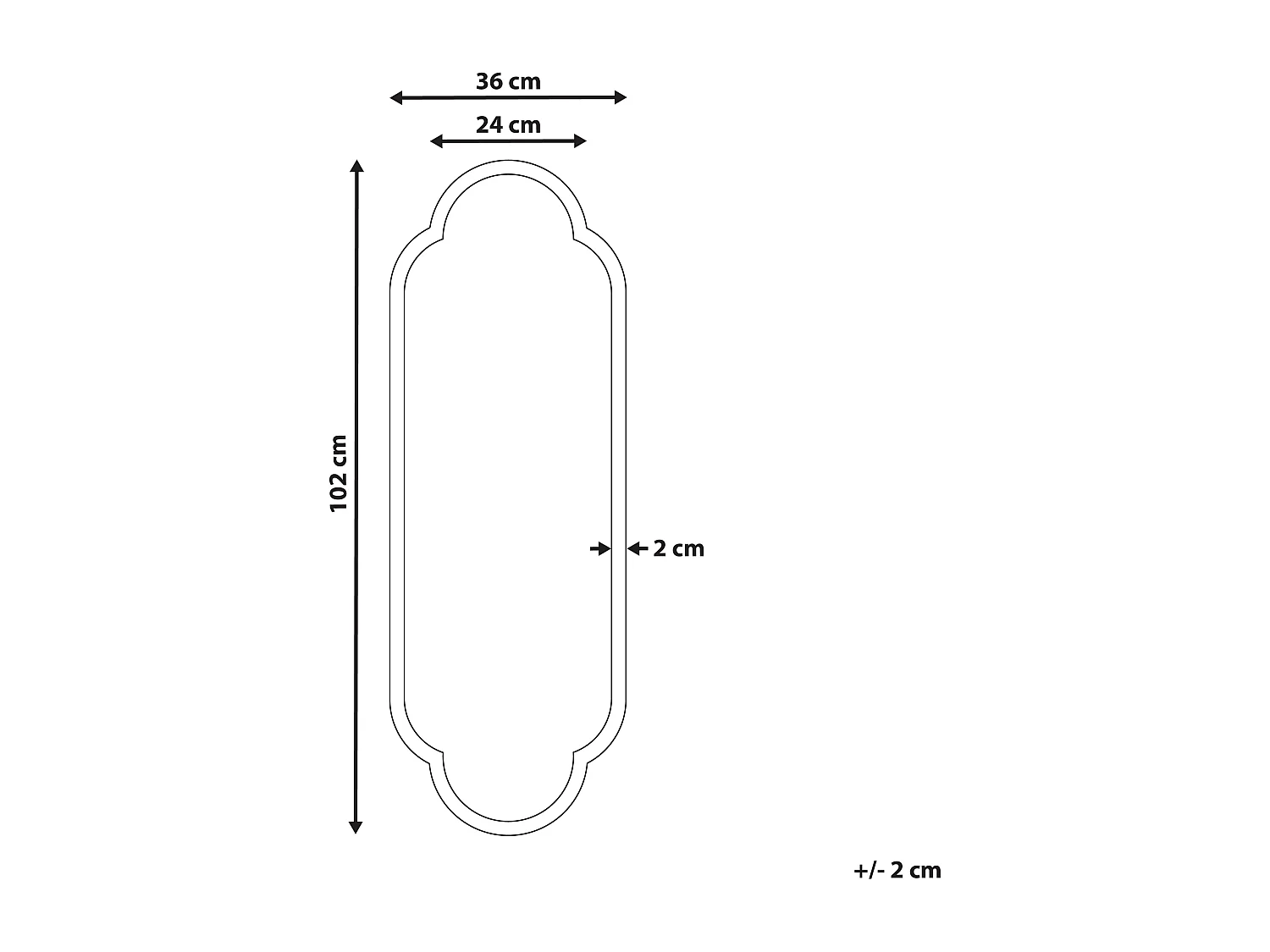 Großer dekorativer Wandspiegel Glamour Stil Dekoration zum Aufhängen 36 x 102 cm Schwarz Trouy