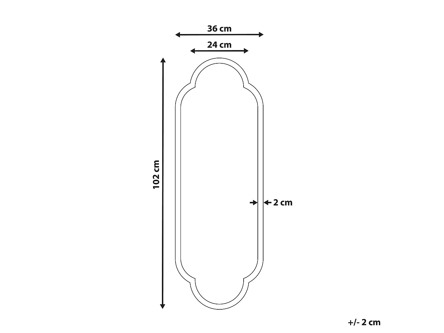 Miroir TROUY 36 cm 102 cm Métal Noir