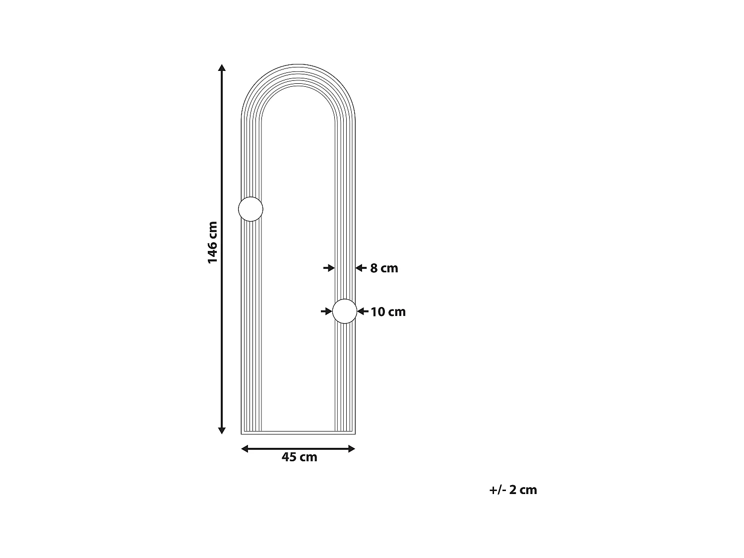 Miroir AJAIN 45 cm 146 cm Métal Noir