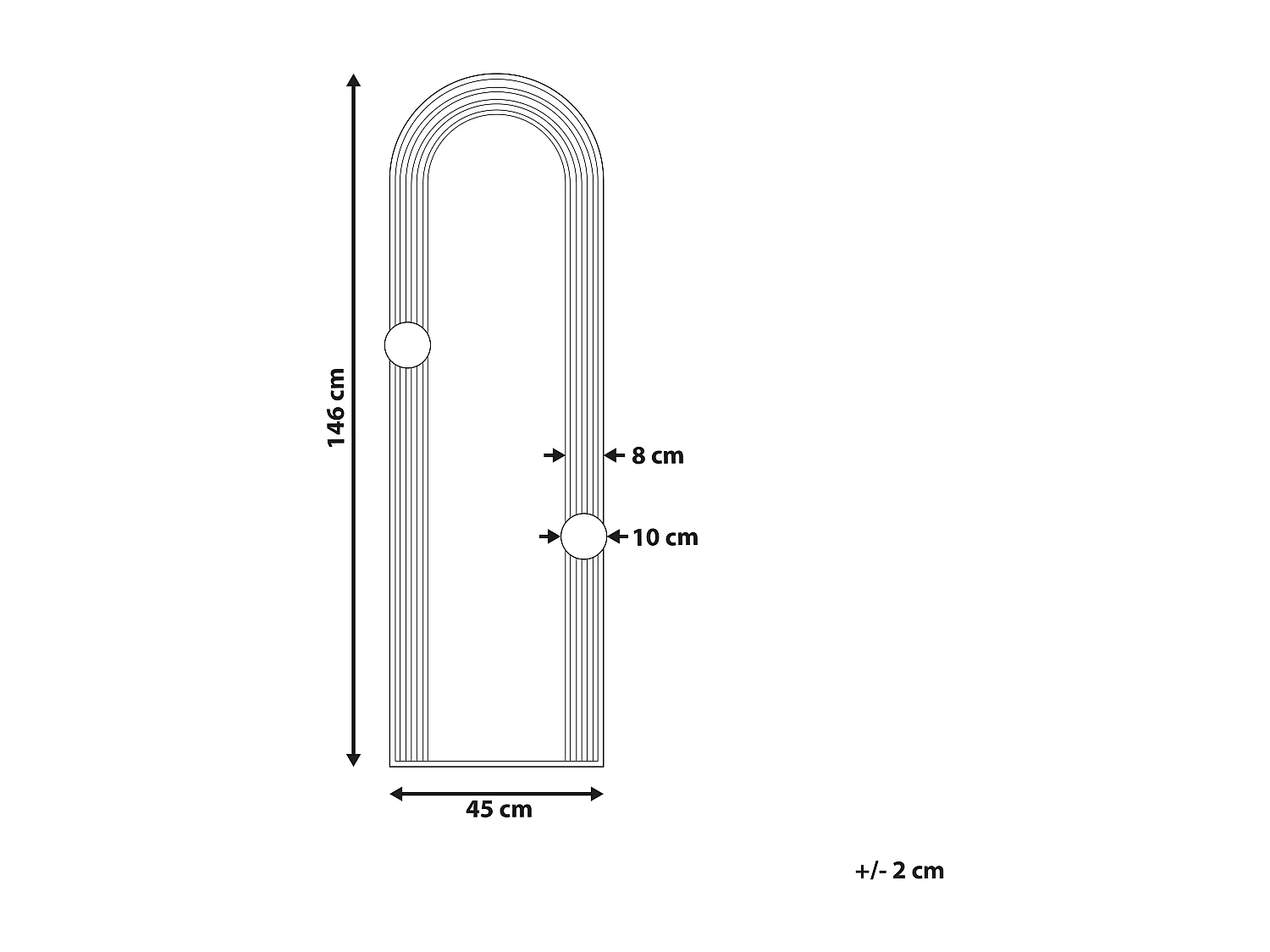 Wandspiegel AJAIN 45 cm 146 cm Metaal Zwart