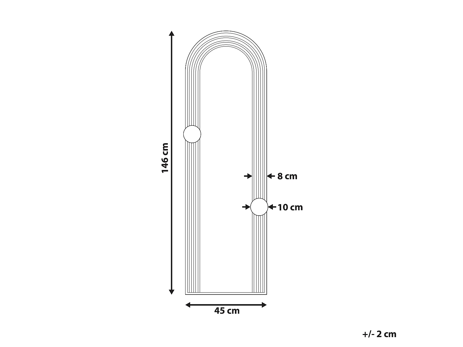 Miroir AJAIN 45 cm 146 cm Métal Noir