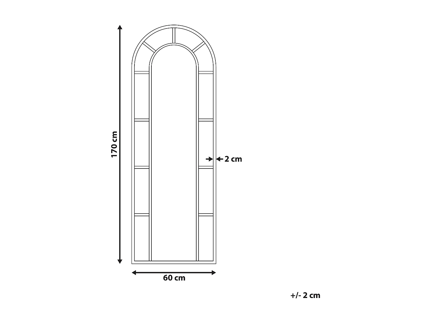Miroir CROSSES 60 cm 170 cm Métal Noir
