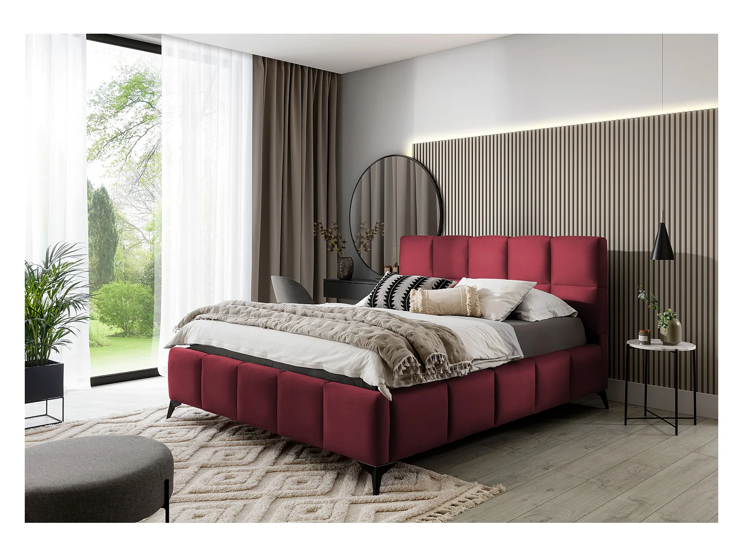 Bett Venus S (140x200)/Stoffbezug/Rot