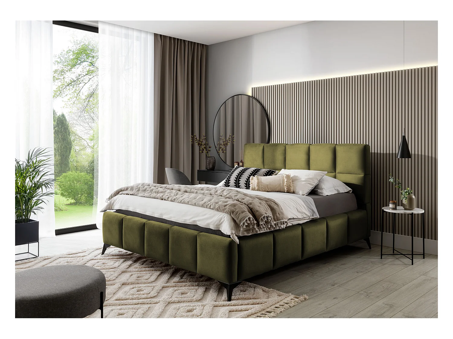 Letto Venus M (160x200)/Tessuto/Verde
