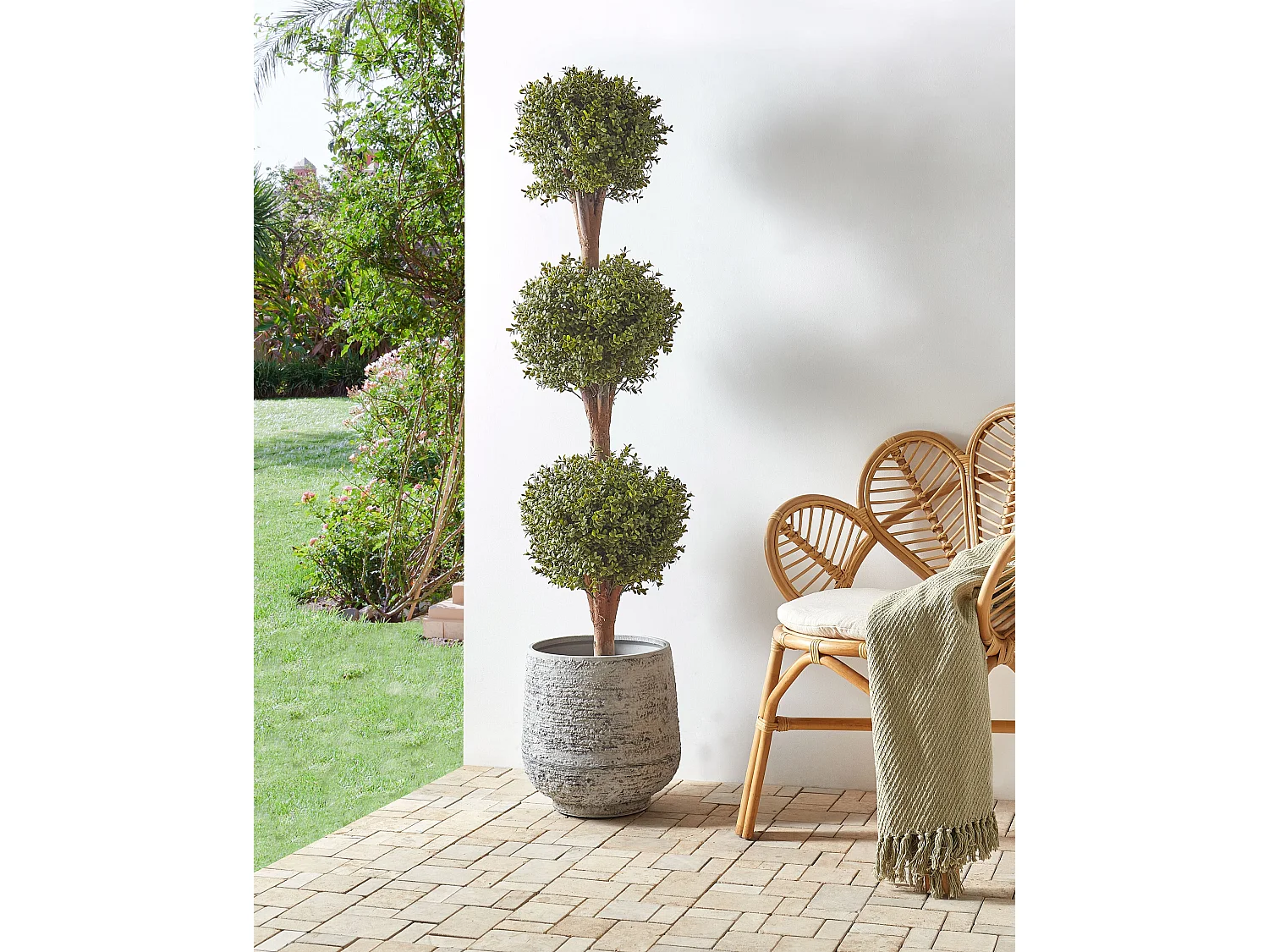 Kunstpflanze im Blumentopf 120 cm BUXUS BALL TREE